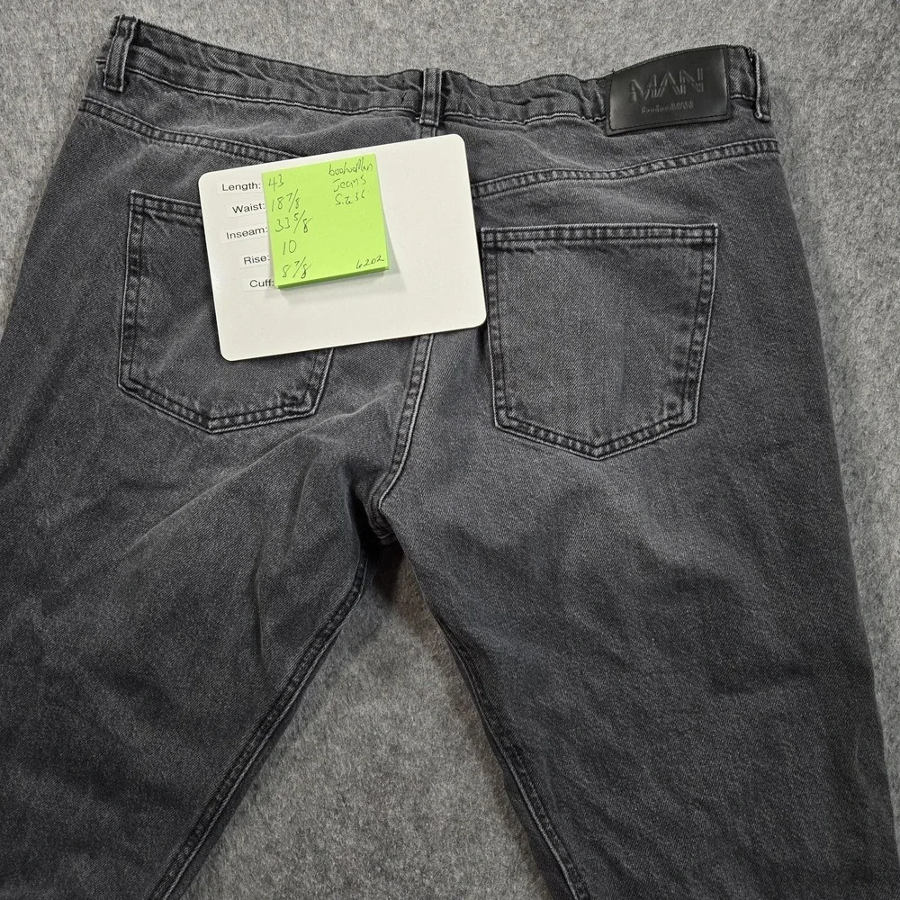 BoohooMAN Jeans Mens 37x34 (tag 36L) Gray Charcoal Wash Straight Leg Denim